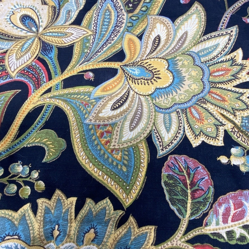 Biltmore Belk Floral Paisley Window Valances Set of 2 Black Multi‎ Cotton Blend - Picture 2 of 14